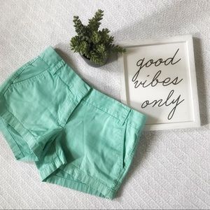 J. Crew Light Mint Green 3” Chino Shorts
